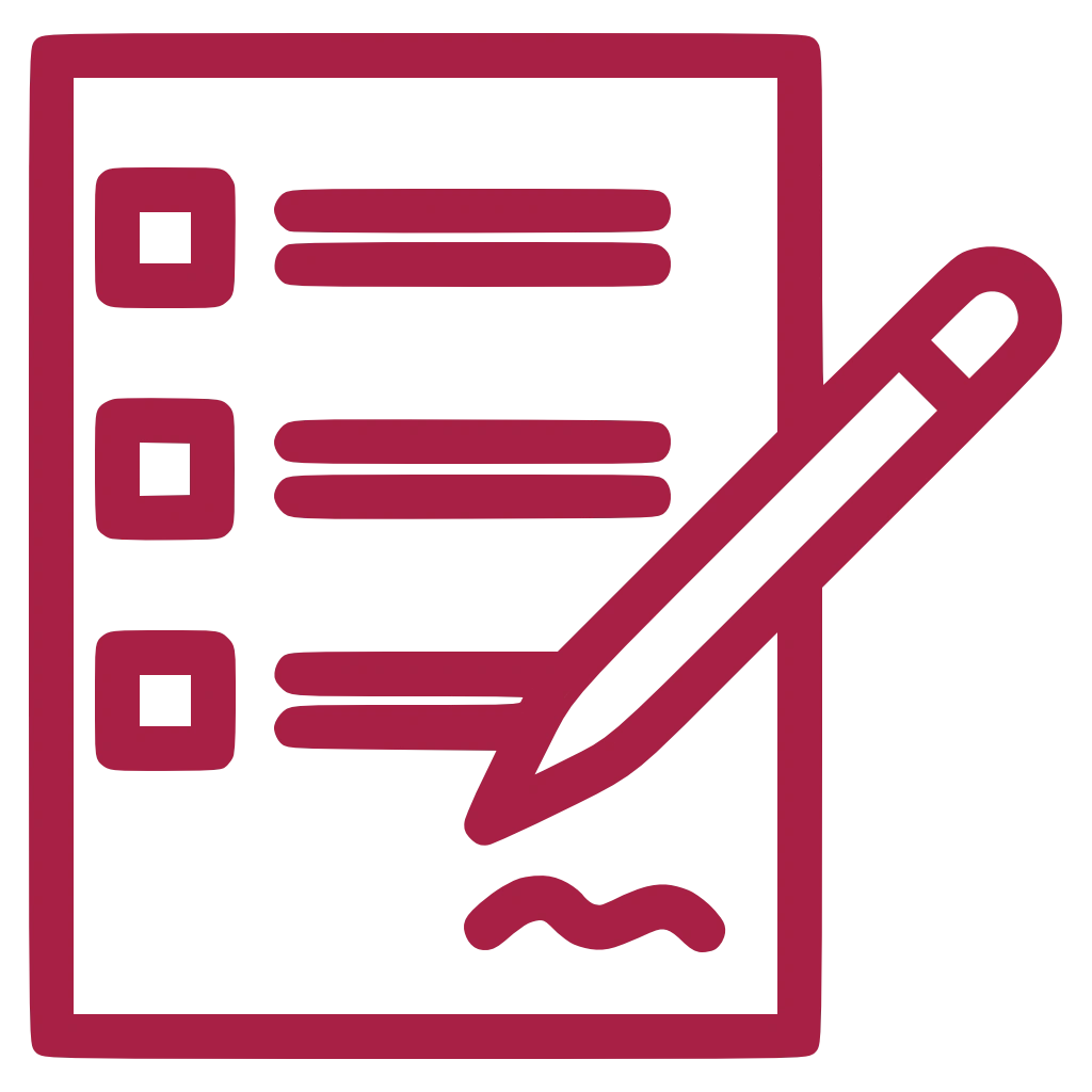 Das Icon zeigt eine Checkliste zum ankreuzen und einen Stift.