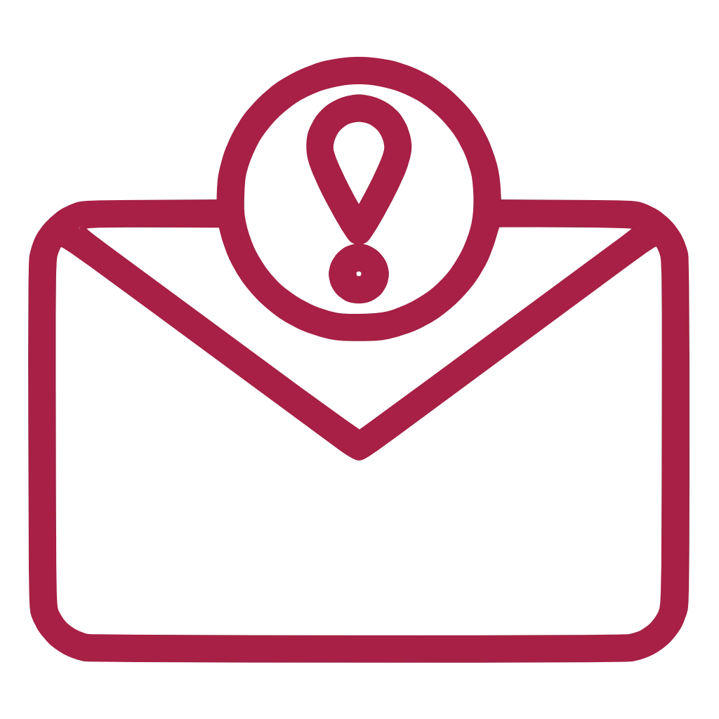 Das Icon zeigt einen Briefumschlag mit einem Ausrufezeichen.